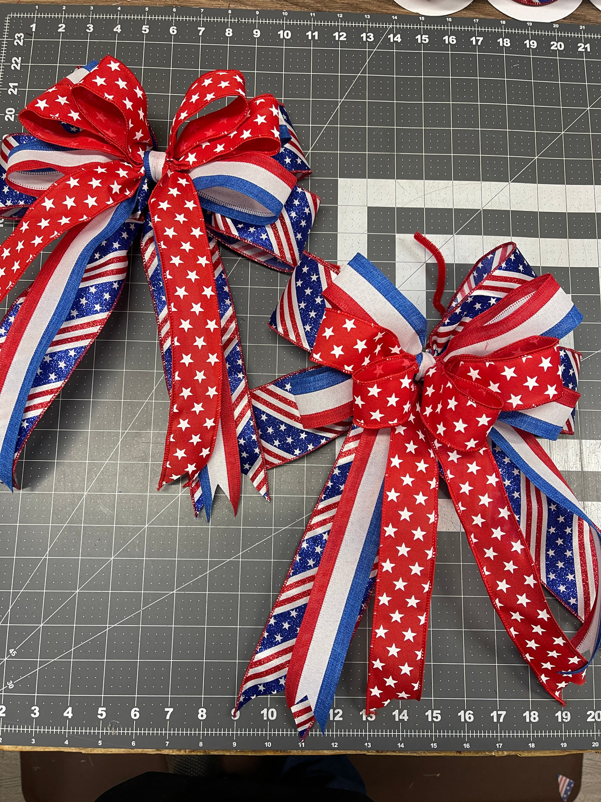 Patriotic Red White And Blue Bow Set, Americana Lantern Bow, Mailbox Bow, 4th Of July Decor, Patriotic Front Door Bow, Summer Decor, KatsCreationsNMore
