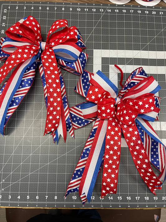 Patriotic Red White And Blue Bow Set, Americana Lantern Bow, Mailbox Bow, 4th Of July Decor, Patriotic Front Door Bow, Summer Decor, KatsCreationsNMore