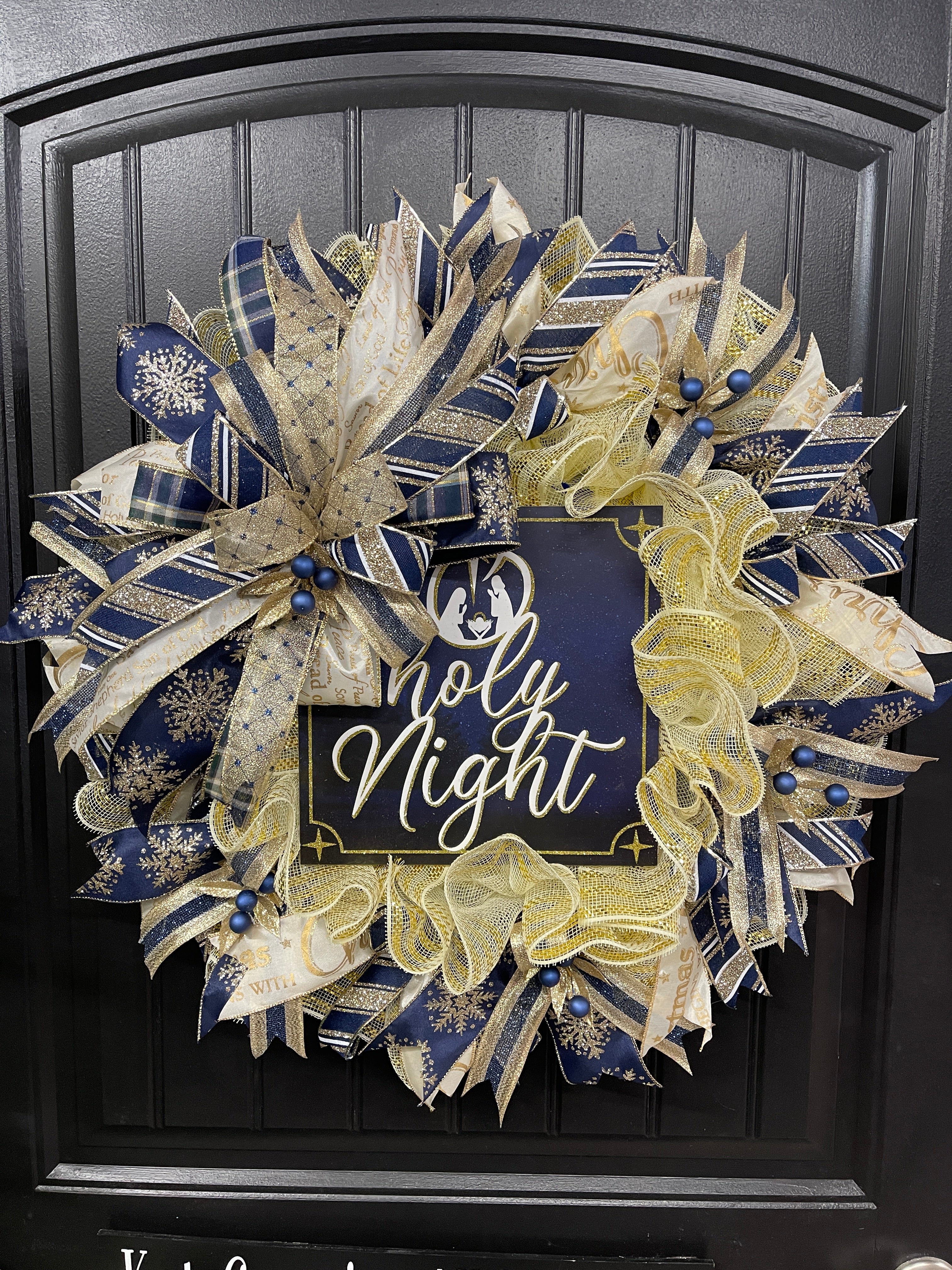 Oh Holy Night Nativity Wreath, Christmas Religious Front Door Decor, KatsCreationsNMore