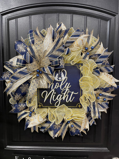 Oh Holy Night Nativity Wreath, Christmas Religious Front Door Decor, KatsCreationsNMore