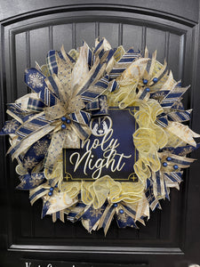 Oh Holy Night Nativity Wreath, Christmas Religious Front Door Decor, KatsCreationsNMore
