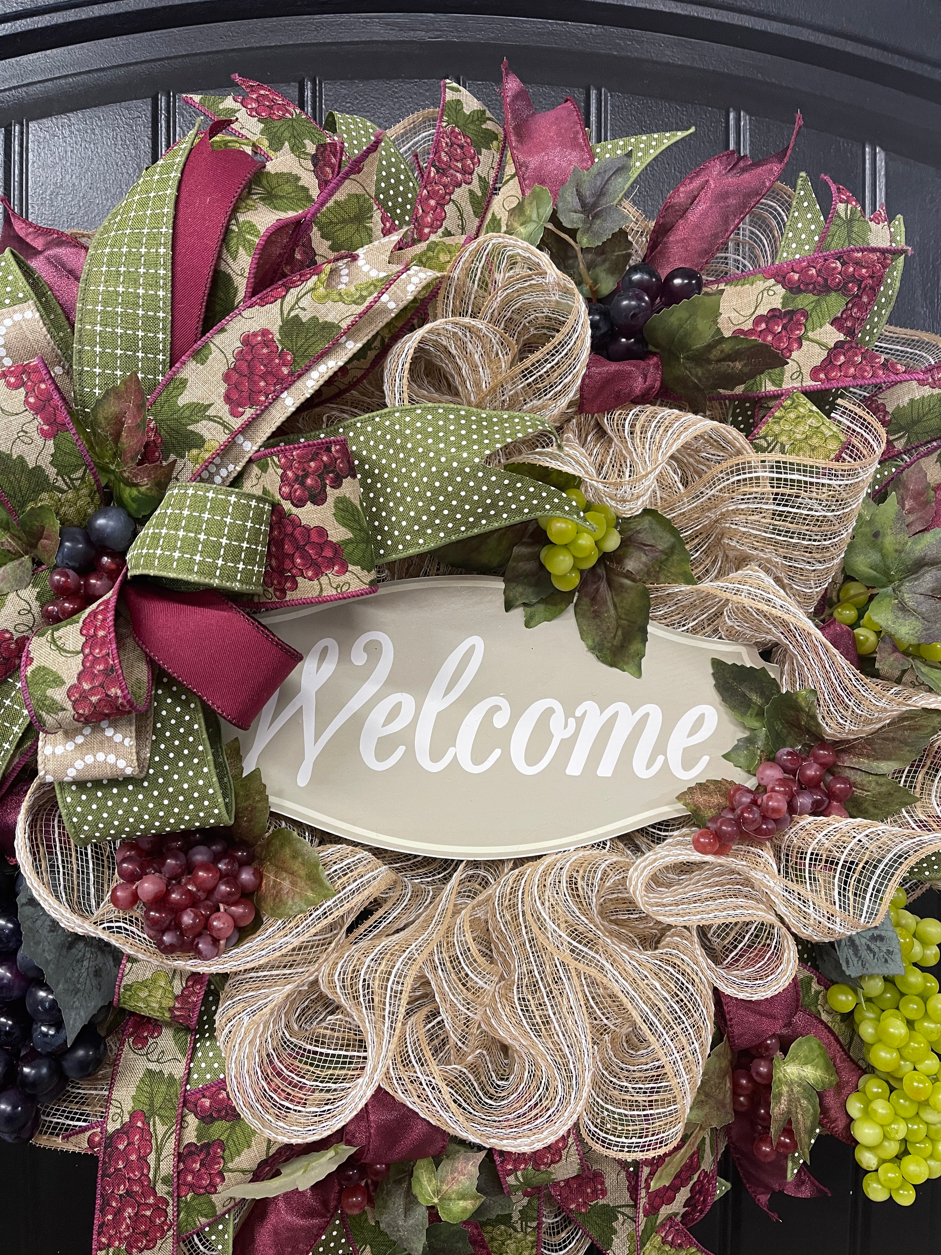 Winery Welcome Wreath, Tuscan Vineyard Front Door Decor, KatsCreationsNMore