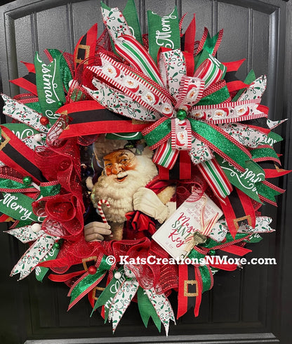 Santa’s Magic Key Christmas Wreath, Holiday Front Door Decor, KatsCreationsNMore