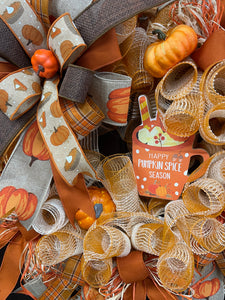 Pumpkin Spice Fall Wreath with Cinnamon Sticks – Cozy Farmhouse Autumn Door Décor, KatsCreationsNMore