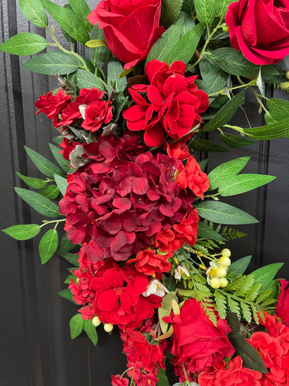 Faith-Filled Red Rose Christian Grapevine Wreath | Meaningful Christian Home Décor | Memorial, Wedding & Devotional Floral Wreath | KatsCreationsNMore