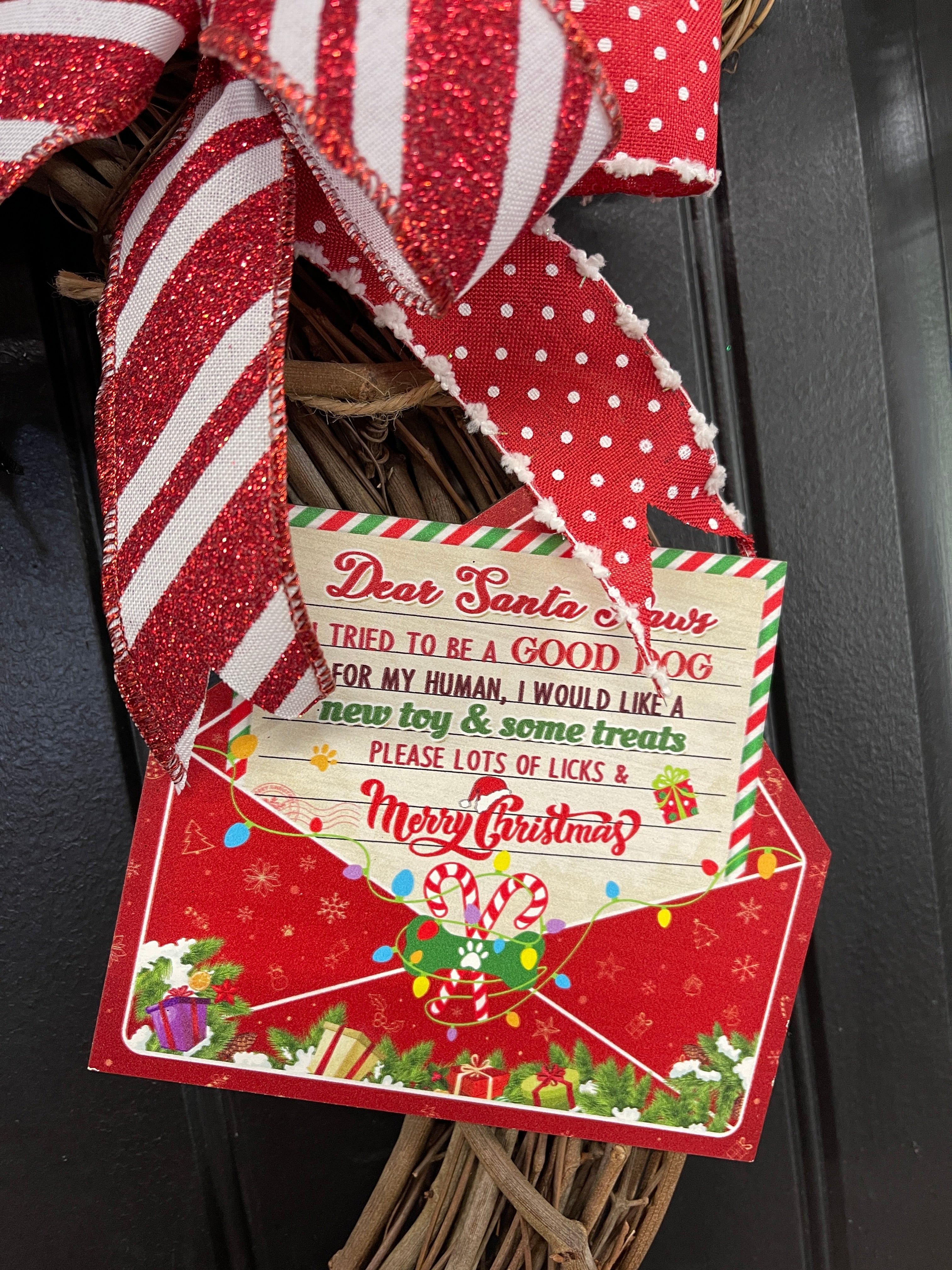 Dog Paw Print Grapevine Christmas Wreath – Pet Lover Holiday Door Decor, Storm Door Friendly | Handmade Gift for Dog Moms, KatsCreationsNMore