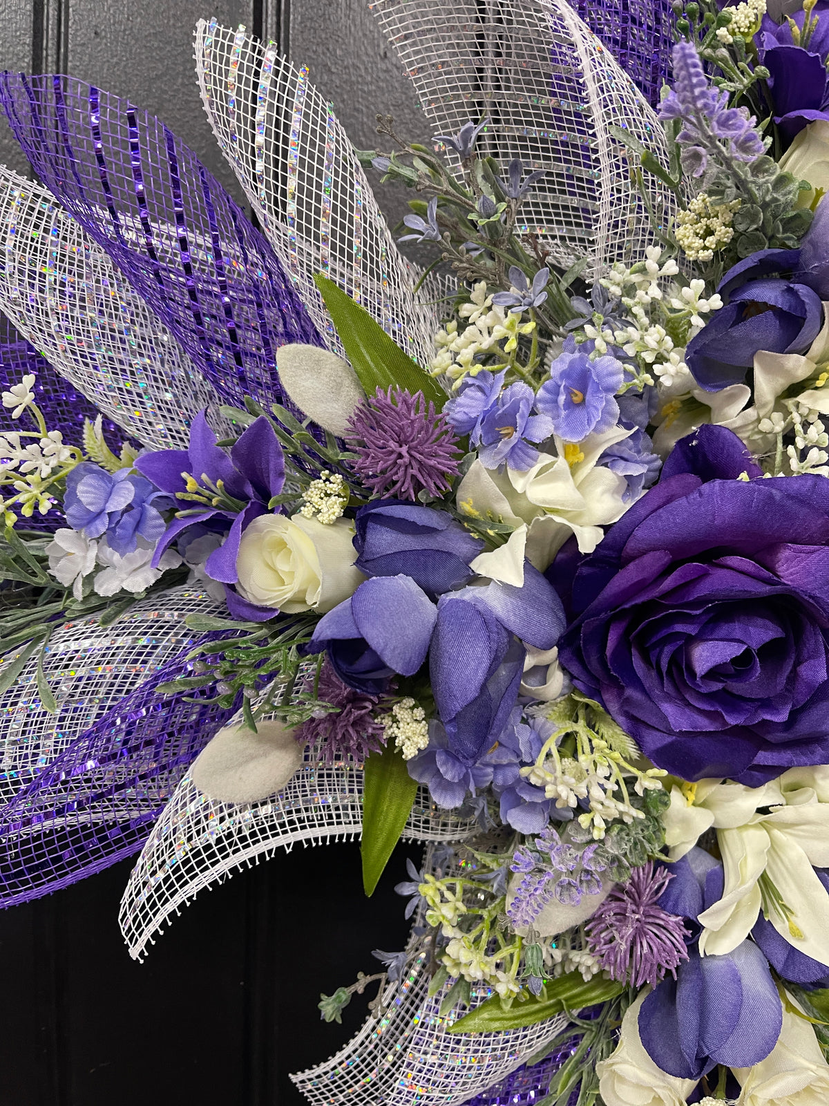 Purple Floral Cross Wreath