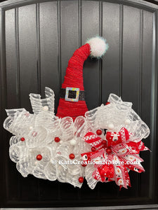 Santa’s Hat Wreath, Christmas Front Door Decor, KatsCreationsNMore