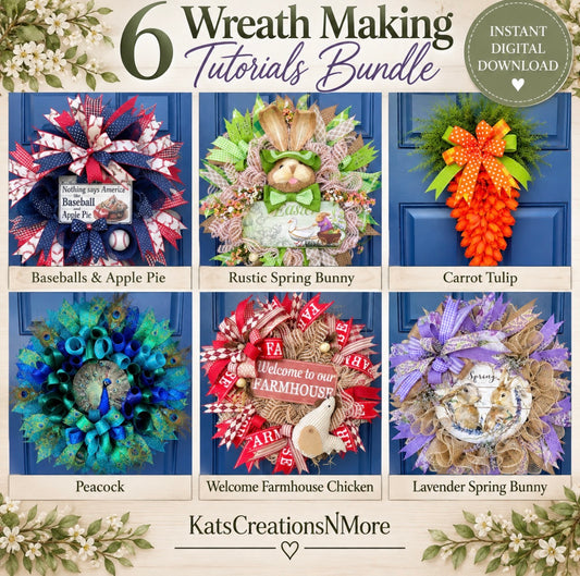 6 Wreath Making Tutorials Bundle | Spring Easter Farmhouse Wreath DIY | Digital Download