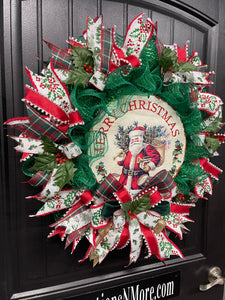 Merry Christmas Vintage Santa Wreath, KatsCreationsNMore