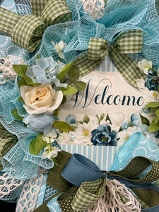 Spring Floral Welcome Wreath, Mothers Day Gift, KatsCreationsNMore