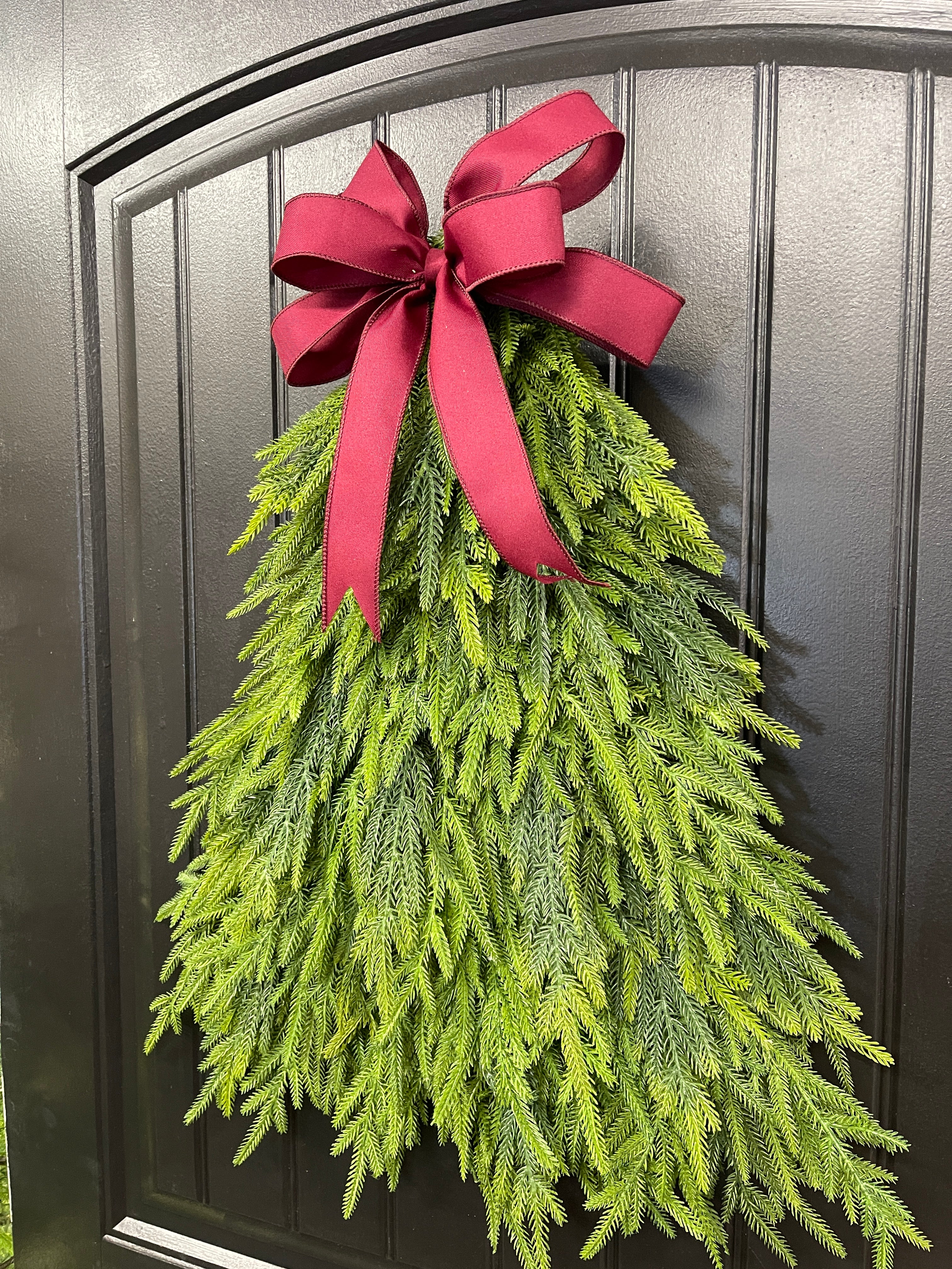 Norfolk Artificial Pine Tree Christmas Wreath, Winter Real Touch Front Door Decor, KatsCreationsNMore