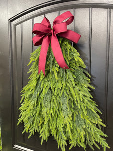 Norfolk Artificial Pine Tree Christmas Wreath, Winter Real Touch Front Door Decor, KatsCreationsNMore