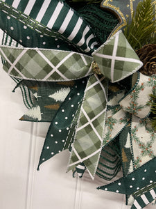 Merry Christmas Banner Wreath, Evergreen Winter Front Door Decor, KatsCreationsNMore