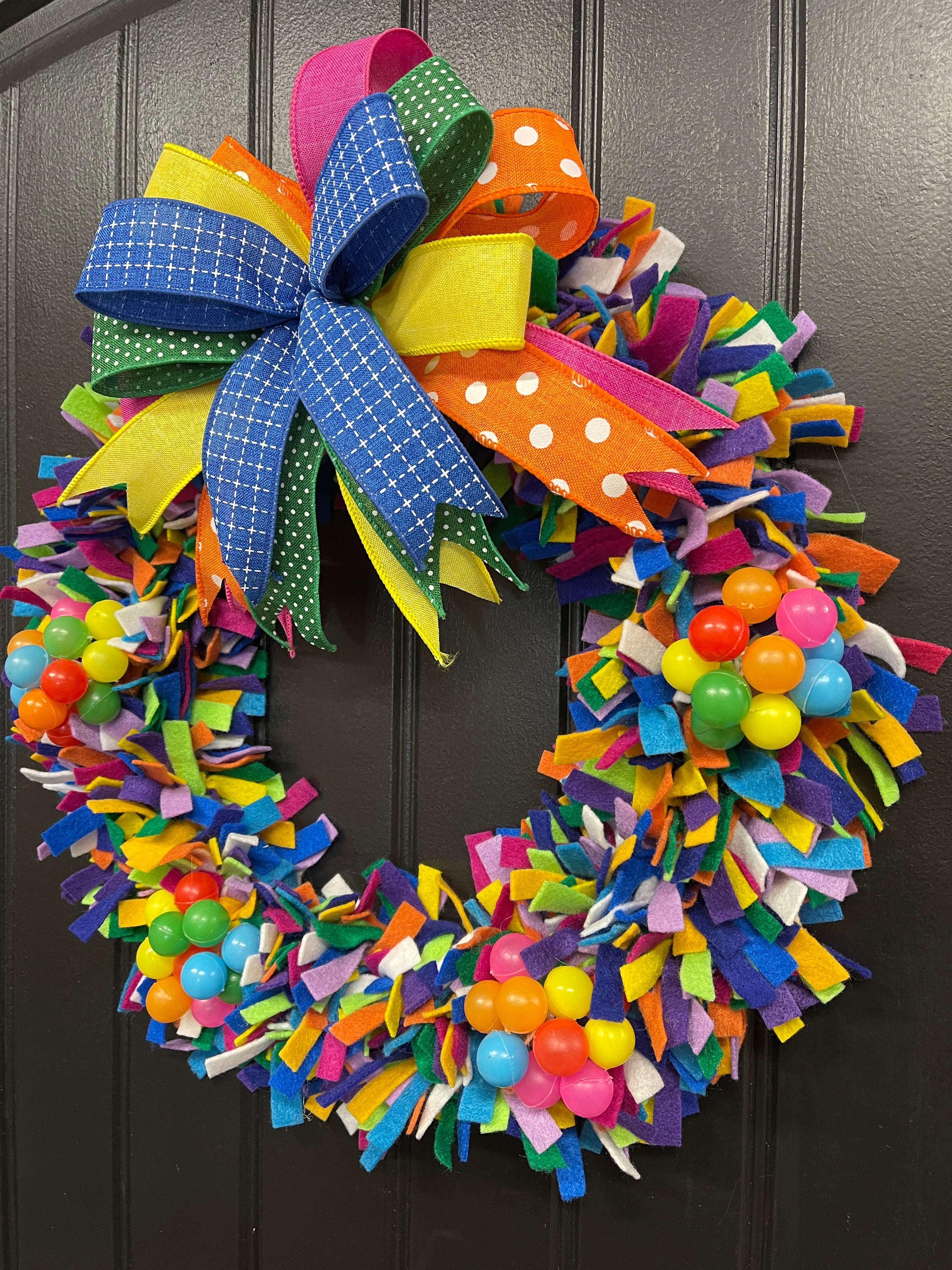 Multicolor Felt Birthday Party Wreath, Party Centerpiece, Classroom Decoration, KatsCreationsNMore