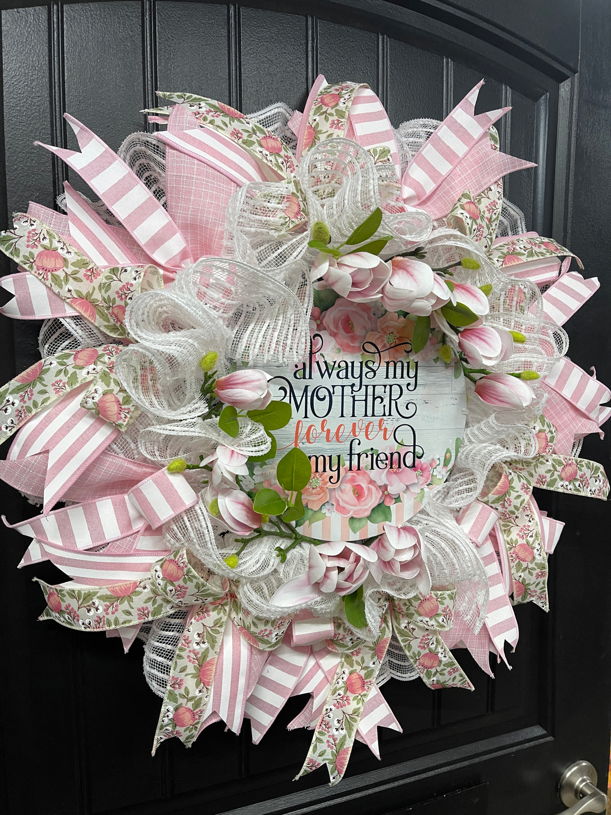 Magnolia Floral Mothers Day Wreath, Everyday Front Door Decor, KatsCreationsNMore, Gift for Mom