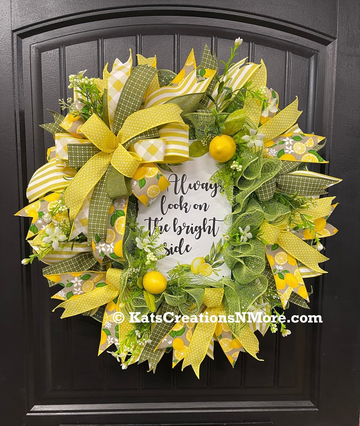 Summer Lemon Deco Mesh Wreath, Lemon Front Door Wreath, Bright Side Wreath, Summer Door Decor, Yellow Lemon Wreath, Always Look On The Bright Side Lemon Deco Mesh Wreath, KatsCreationsNMore