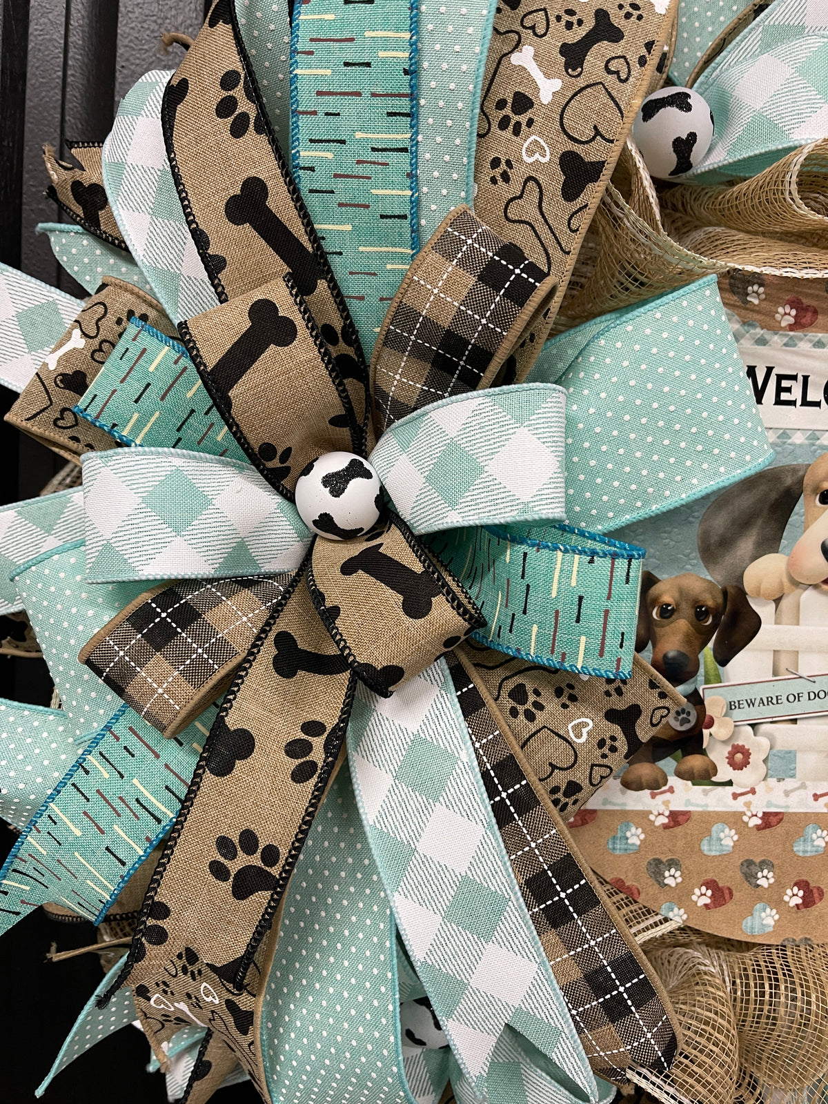 Welcome Dog Kisses Wreath, Puppy Love Front Door Decor, KatsCreationsNMore