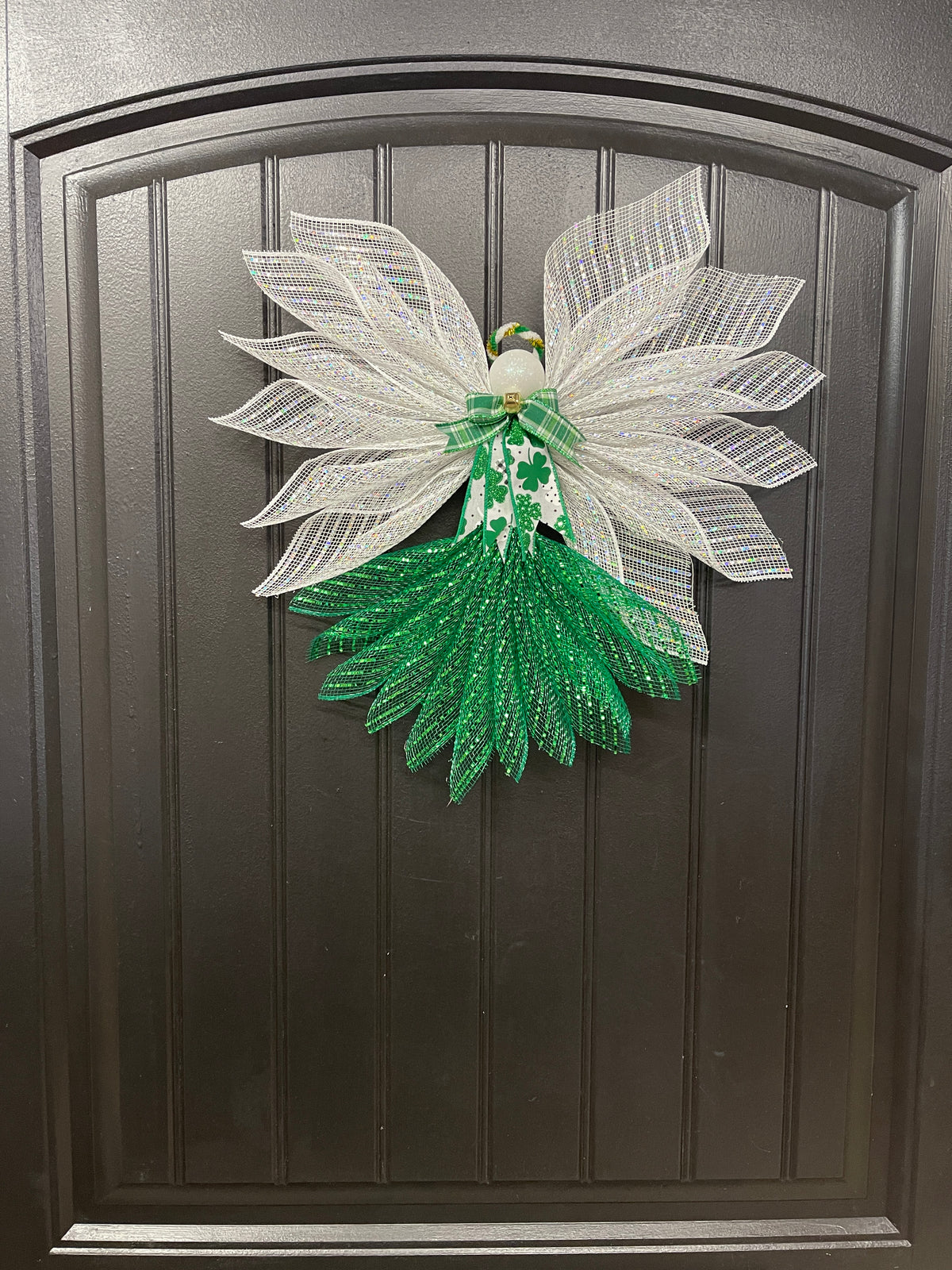 St. Patrick’s Day Angel Tree Topper, Irish Guardian Angel Wall Hanging, Holiday Graveside Memorial, KatsCreationsNMore