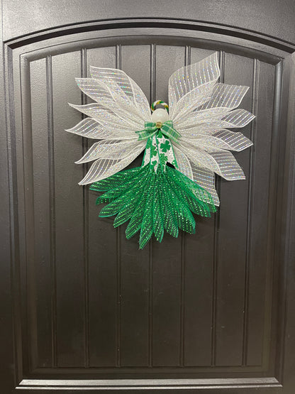St. Patrick’s Day Angel Tree Topper, Irish Guardian Angel Wall Hanging, Holiday Graveside Memorial, KatsCreationsNMore
