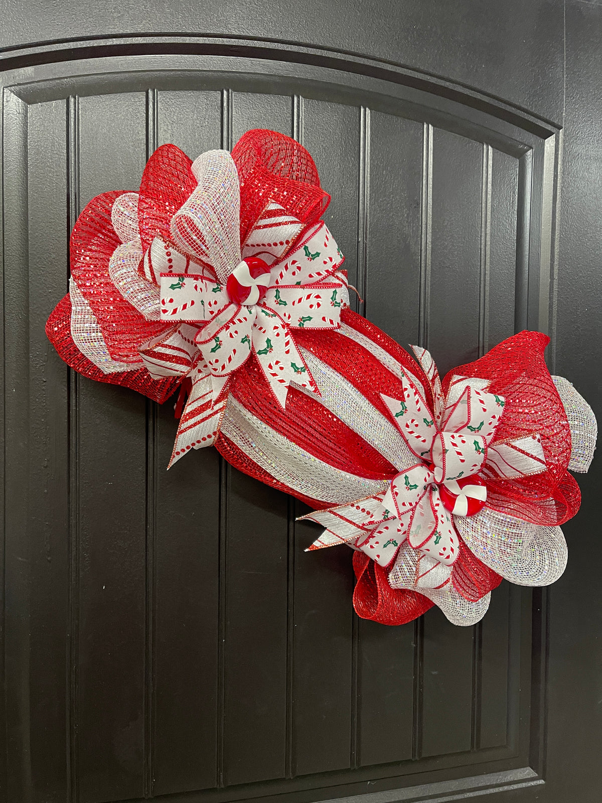 New Peppermint Wrapped Christmas Candy Wreath, Holiday Sweet Confectionery Door Hanger,