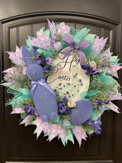 Flocked Bunny Easter Wreath