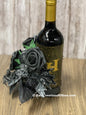Halloween Floral Bottle Bouquet, Spooky Black Rose Centerpiece, Spider Candle Holder Arrangement, KatsCreationsNMore