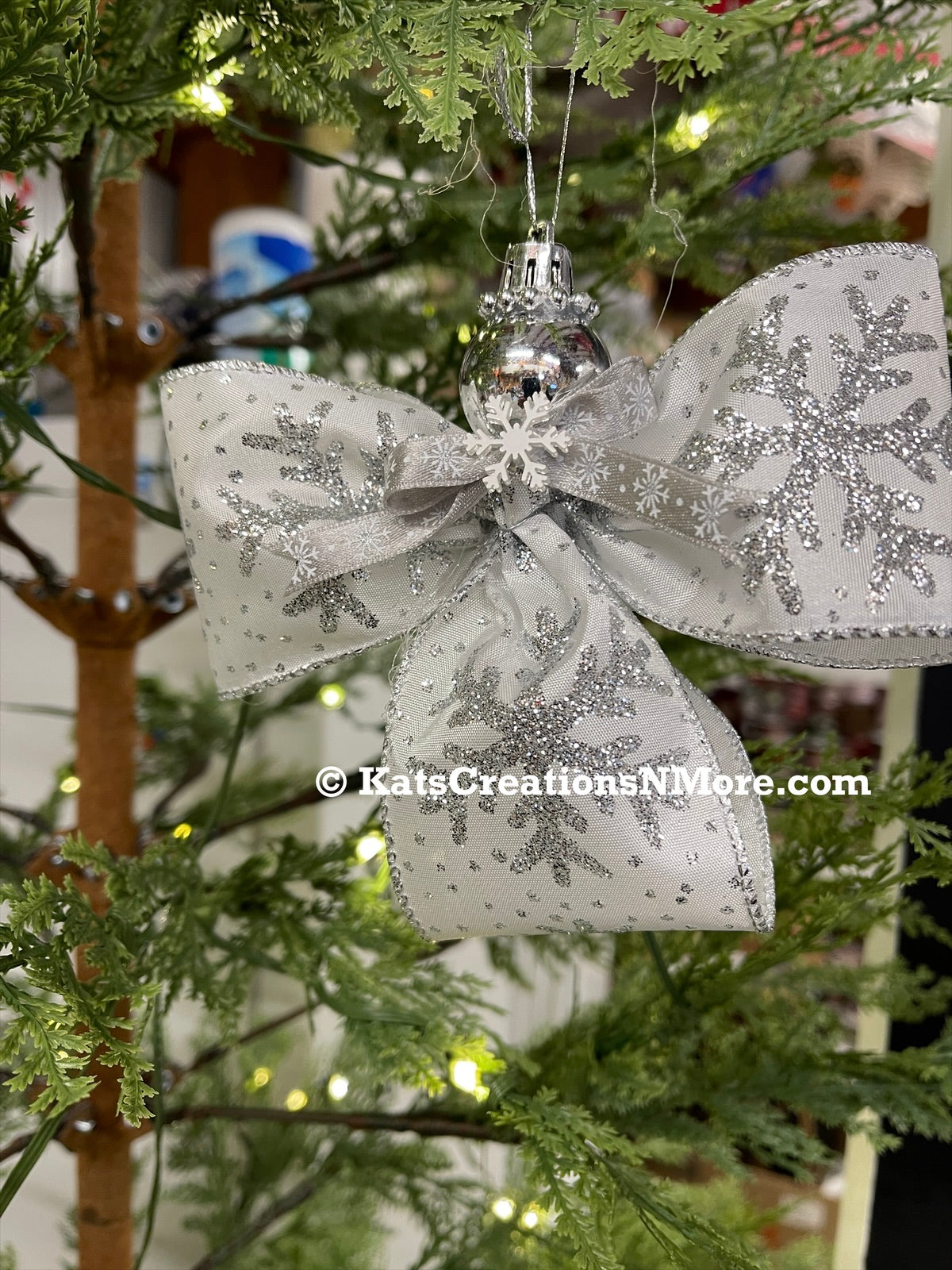 Snowflake Ribbon Christmas Angel Ornament by KatsCreationsNMore