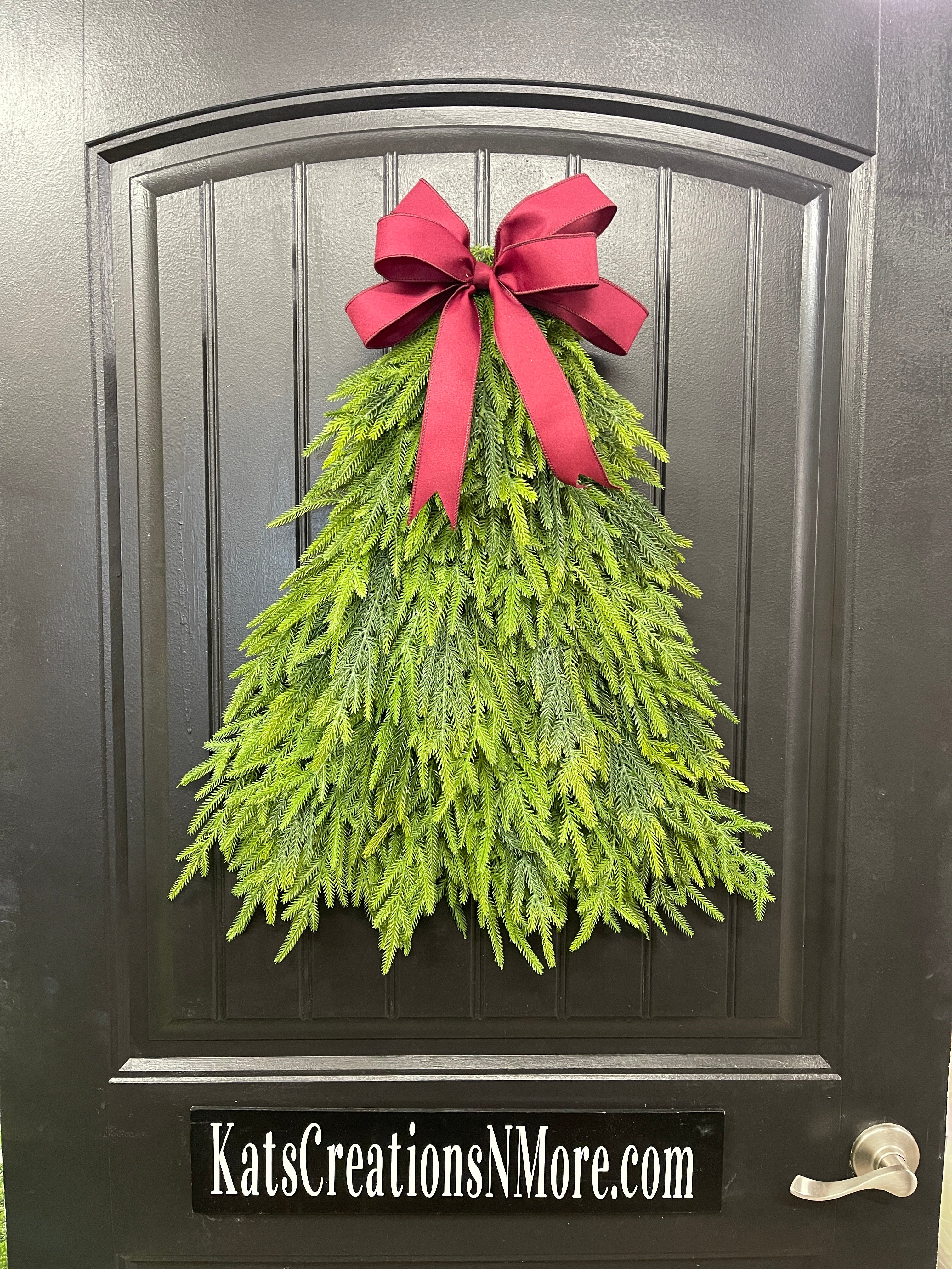Norfolk Artificial Pine Tree Christmas Wreath, Winter Real Touch Front Door Decor, KatsCreationsNMore