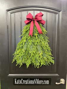 Norfolk Artificial Pine Tree Christmas Wreath, Winter Real Touch Front Door Decor, KatsCreationsNMore
