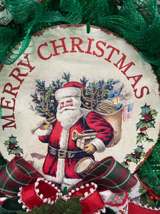 Merry Christmas Vintage Santa Wreath, KatsCreationsNMore