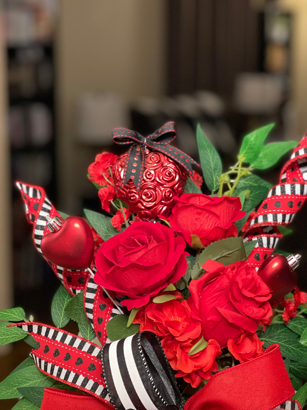 ❤️ Valentine’s Day Lantern Swag | Romantic Red Rose Décor | Lantern or Pillar Swag | KatsCreationsNMore