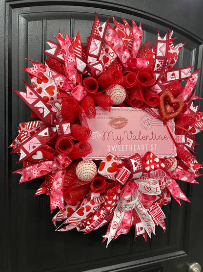 My Valentine Sweetheart St Wreath, Love Letter Front Door Decor, KatsCreationsNMore