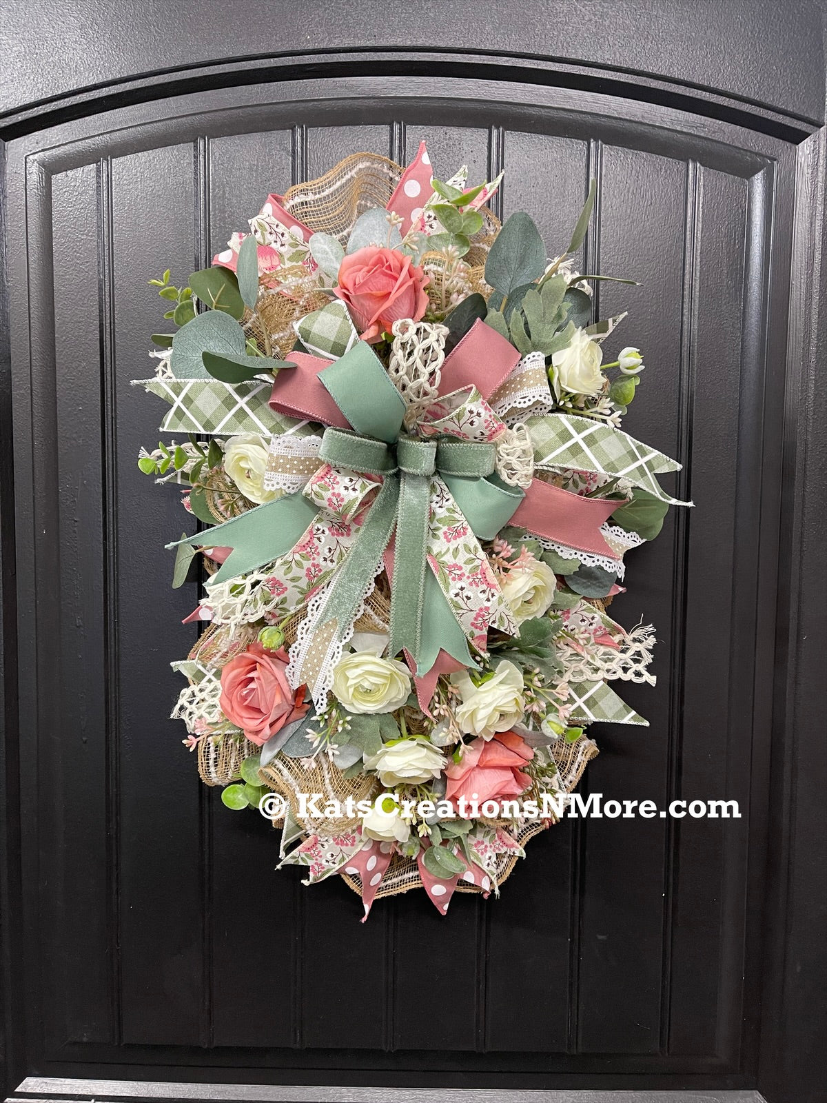 Spring Floral Swag, Rose Easter Front Door Decoration, KatsCreationsNMore