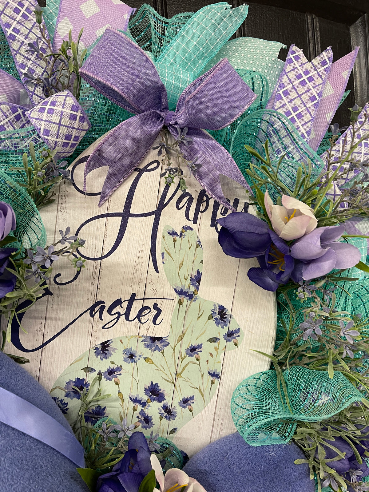 Flocked Bunny Easter Wreath