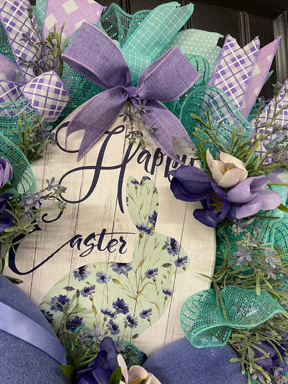 Flocked Bunny Easter Wreath
