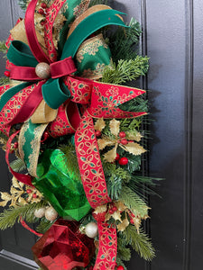 Antiques Jewel Christmas Swag, Victorian Elegant Holiday Door Decor, KatsCreationsNMore