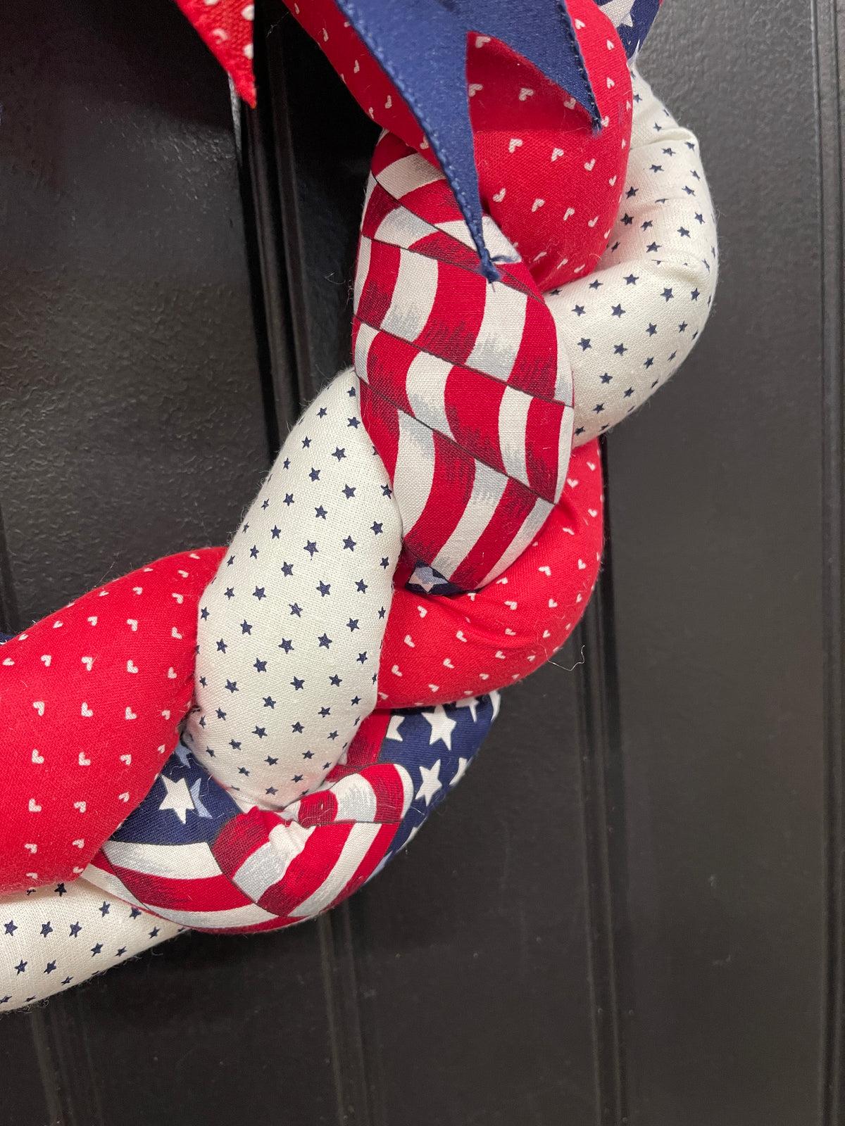 Fabric Braided Patriotic Wreath, Storm Door Home Decor, KatsCreationsNMore