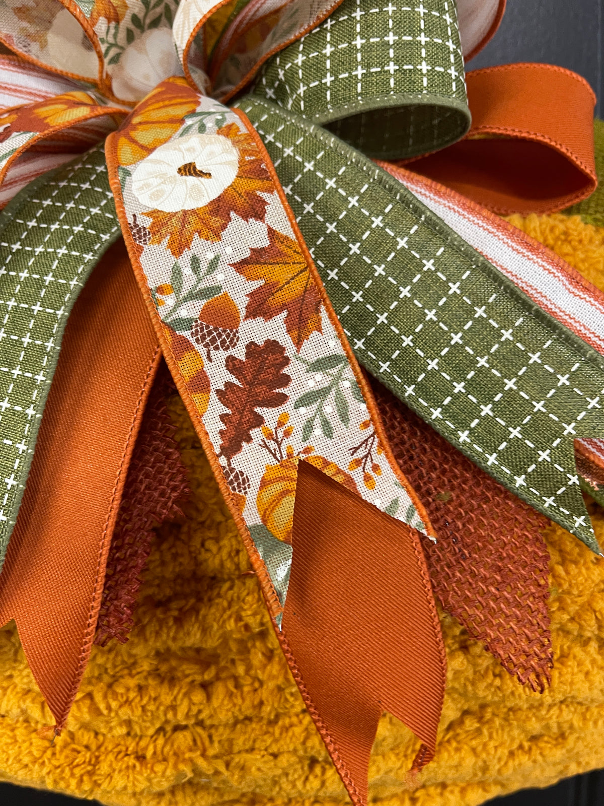 Fall Chenille Yarn Pumpkin, Autumn Wall Hanging, Holiday Front Door Decor, KatsCreationsNMore
