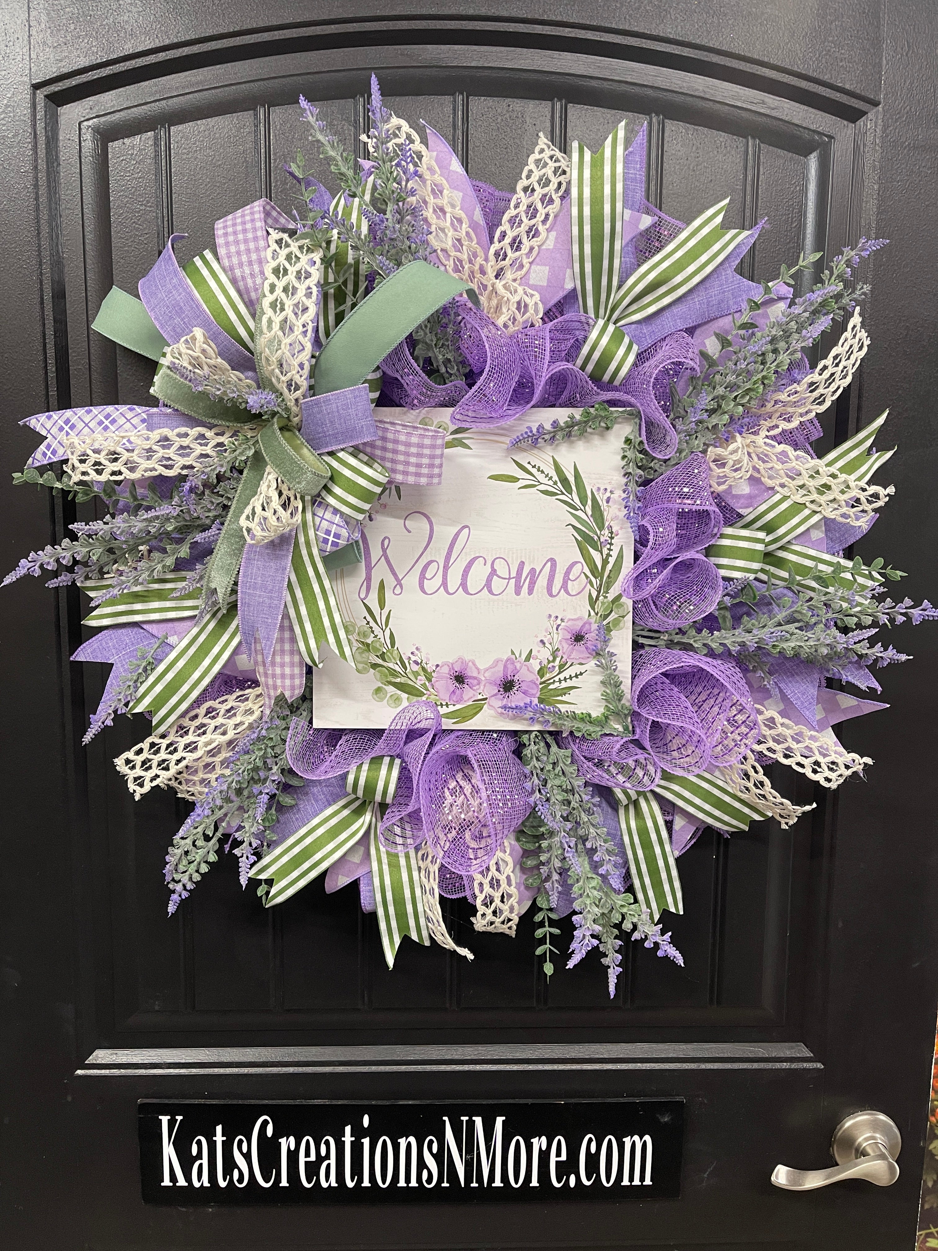 Lavender and Sage Welcome Wreath, Everyday Front Door Decor, KatsCreationsNMore