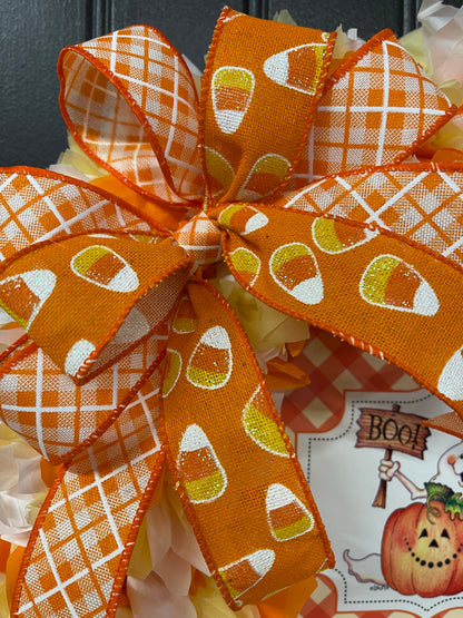 Halloween Boo Ghost Candy Corn Wreath, KatsCreationsNMore