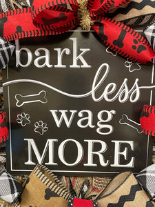 Dog Lover Wreath, Bark Less Wag More, Front Door Decor, KatsCreationsNMore