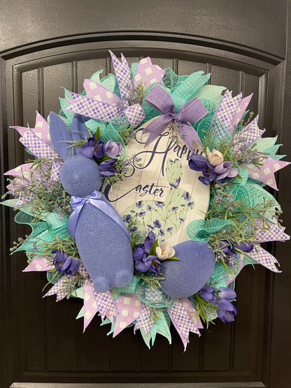 Flocked Bunny Easter Wreath
