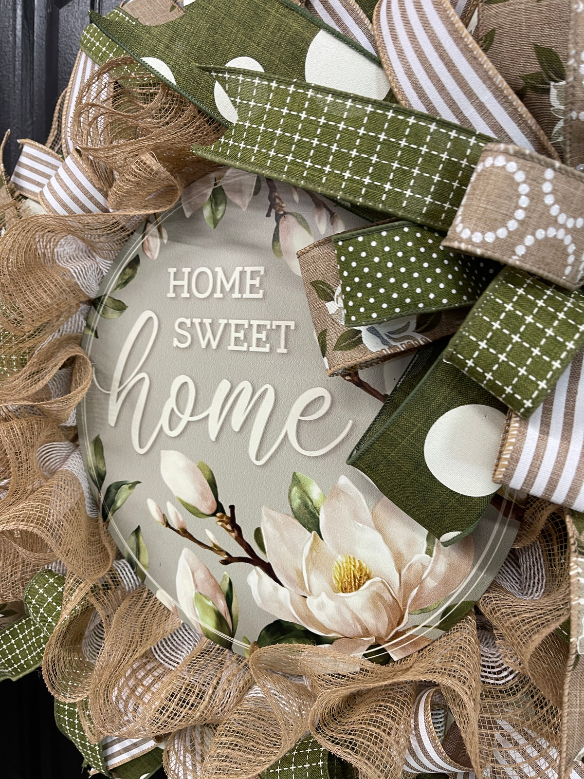 Magnolia Home Sweet Home Everyday Wreath, Southern Charm Front Door Decor, KatsCreationsNMore