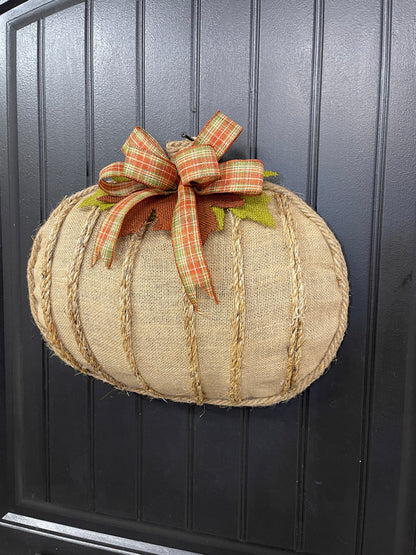 Rustic Fall Burlap Pumpkin Wreath, KatsCreationsNMore