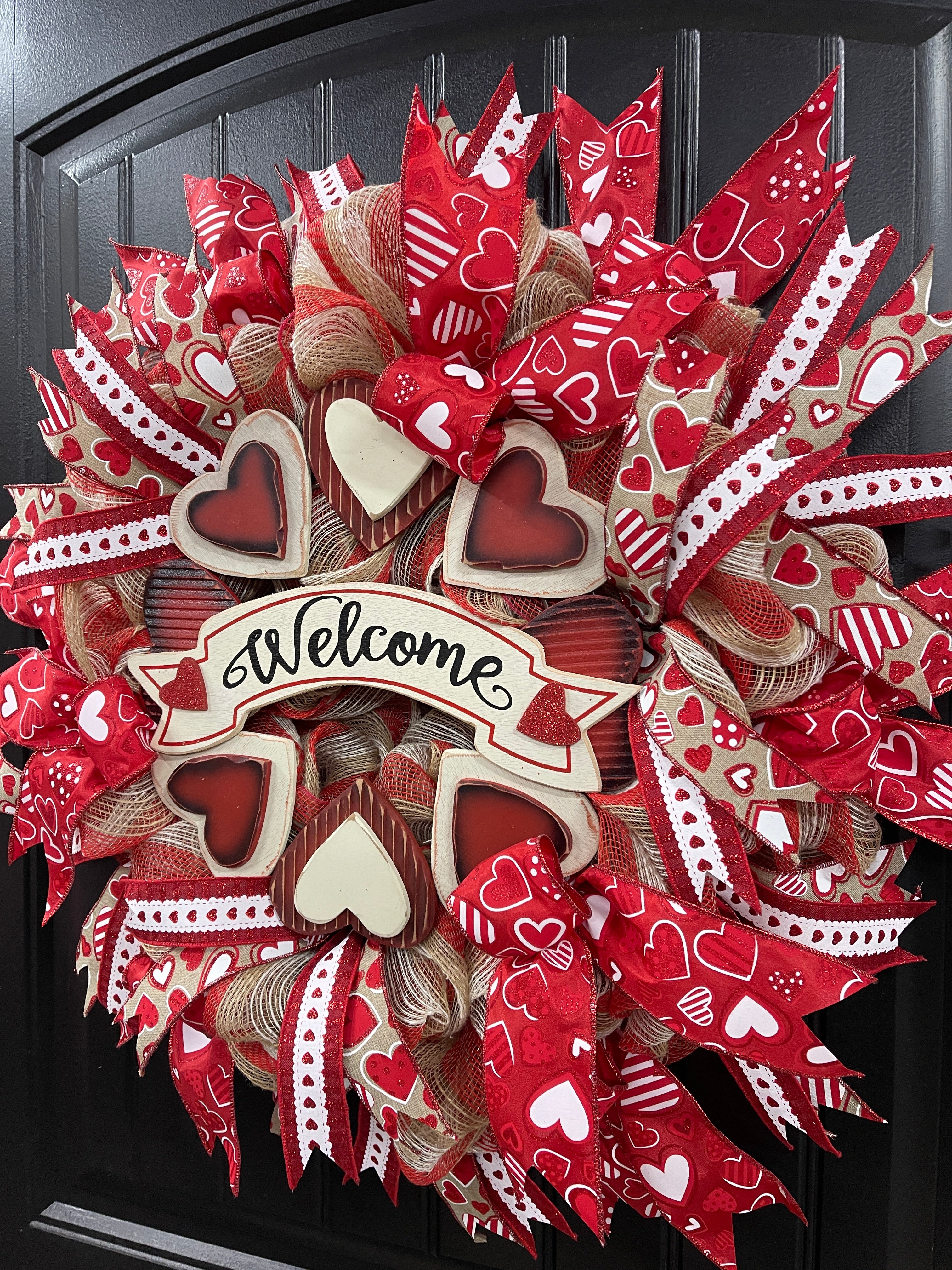 Valentines Day Love Welcome Wreath, Gift For Her, KatsCreationsNMore