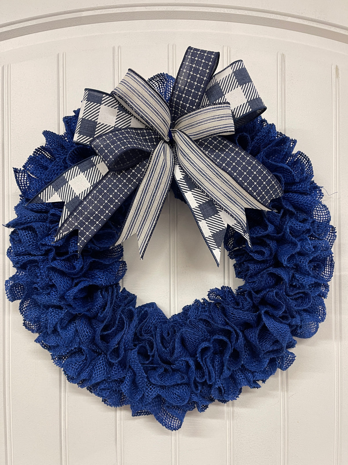 Primitive Country Burlap Wreath, Patriotic Holiday Front Door Decor, Everyday Wreath for Front Door, KatsCreationsNMore