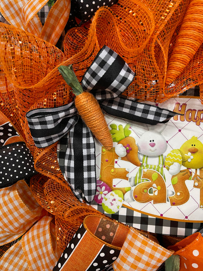 Happy Easter Carrot Wreath, Spring Front Door Decor, KatsCreationsNMore