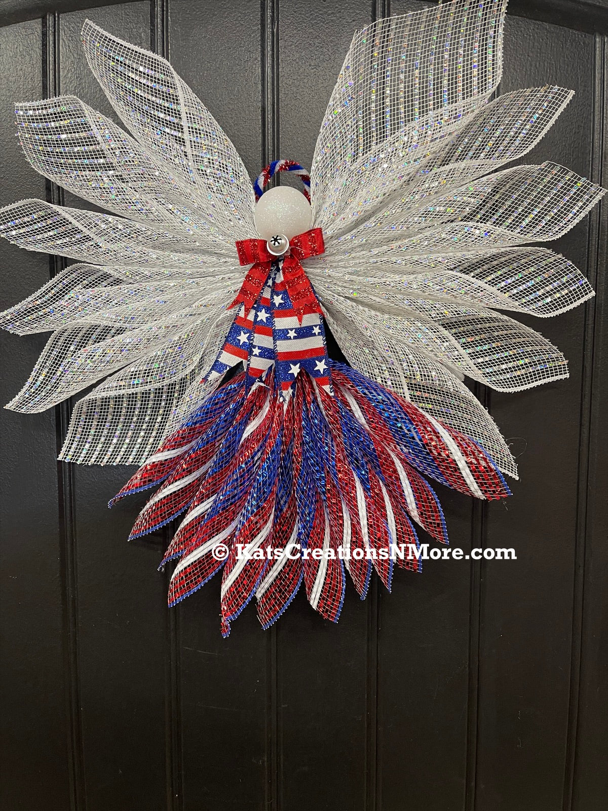 Limited Edition Patriotic Angel – America 250th Anniversary Decor, Liberty Angel Wreath Attachment, Red White Blue Deco Mesh Angel, 4th of July Door Decor, Faith Limited Edition Angel, KatsCreationsNMore