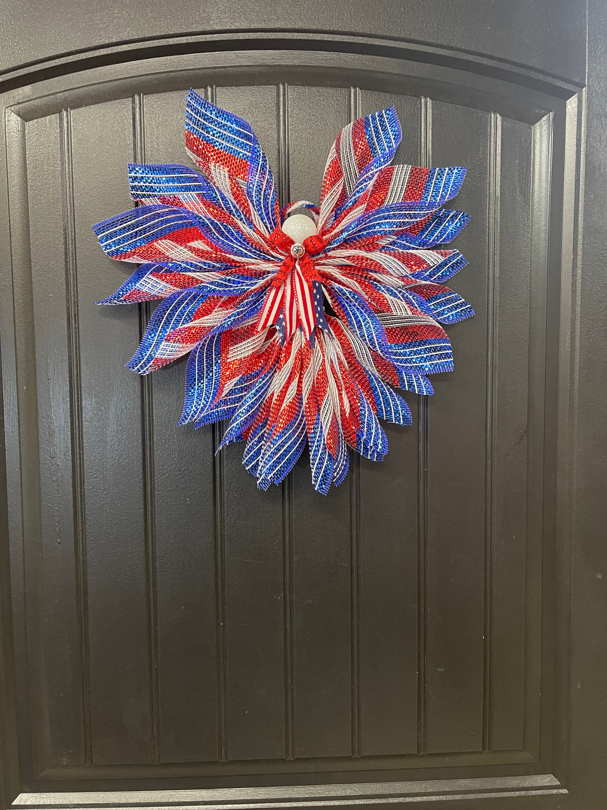 Liberty Patriotic Limited Edition Deco Mesh Angel Tree Topper, America’s 250th Birthday Celebration Front Door Decor, KatsCreationsNMore